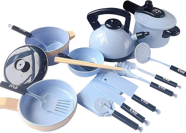 Amazon Elfishjp おままごとセット ままごと調理器具セット キッチンセット ままごと遊び 16点セット 食器 料理ごっこ 料理人 ままごと 子供おもちゃ 男の子 女の子 知育玩具 料理おもちゃ ごっこ遊び 親子ゲーム 誕生日 クリスマス 入園祝い プレゼント 青 調理器具