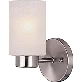 Westinghouse 6227800 Sylvestre One-Light Indoor Wall Fixture, Brushed Nickel Finish with Frosted Seeded Glass