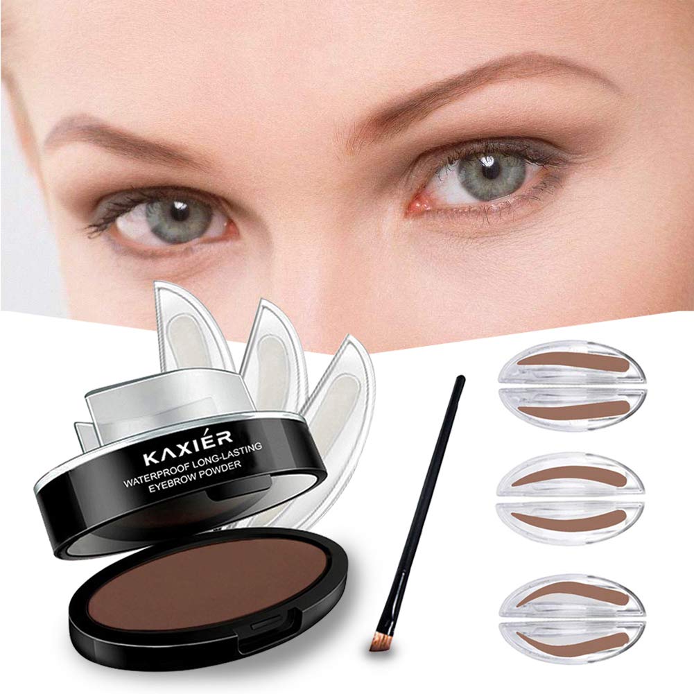 GL-Turelifes 3 Pairs of Seals Waterproof EyeBrow Stamp with Brow Brush Perfect Eye Brow Power One Second Make Up Nature Brow(Light Brown)
