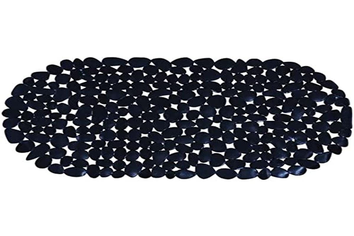 MSV "Pebbles Bathtub Mat, Black, 68 x 35 cm