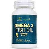 Wins Town Omega 3 Fish Oil Softgels, 1000mg High Potency Supplements, with EPA & DHA, Supports Brain Health, 100 Capsules