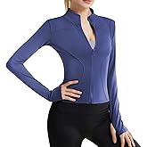 Yaqi Verse Women's Full Zip Up Workout Jacket, Slim Fit Lightweight Yoga Running Athletic Gym Sports Jacket with Thumb Holes