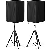 15 Inch Outdoor Speaker Cover Bags, 2 Pack PA/DJ Speaker Covers for Powered Speakers Mounted on Stand Oxford Fabric Waterproof UV Protection Dustproof Speakers Protective Covers (Black)