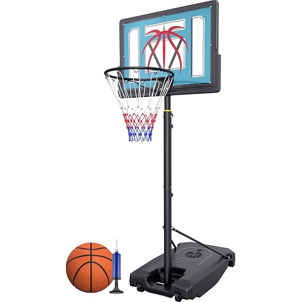 Adjustable Pool Basketball Hoop - 30" Backboard, 4.9-6.7 Ft Height, Wheels, Shatterproof (Ball Not Included)