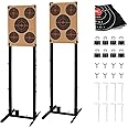 Atflbox Shooting Target Stand with 10pcs 17x25 Inch Paper Targets, Durable Paper Target Holder with Stable Adjustable Base for Cardboard Silhouette, H Shape, USPSA/IPSC, IDPA Practice