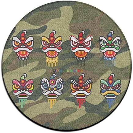 Lion Dancing Pretty Imports Decor Synthetic Round Shells Door Mat