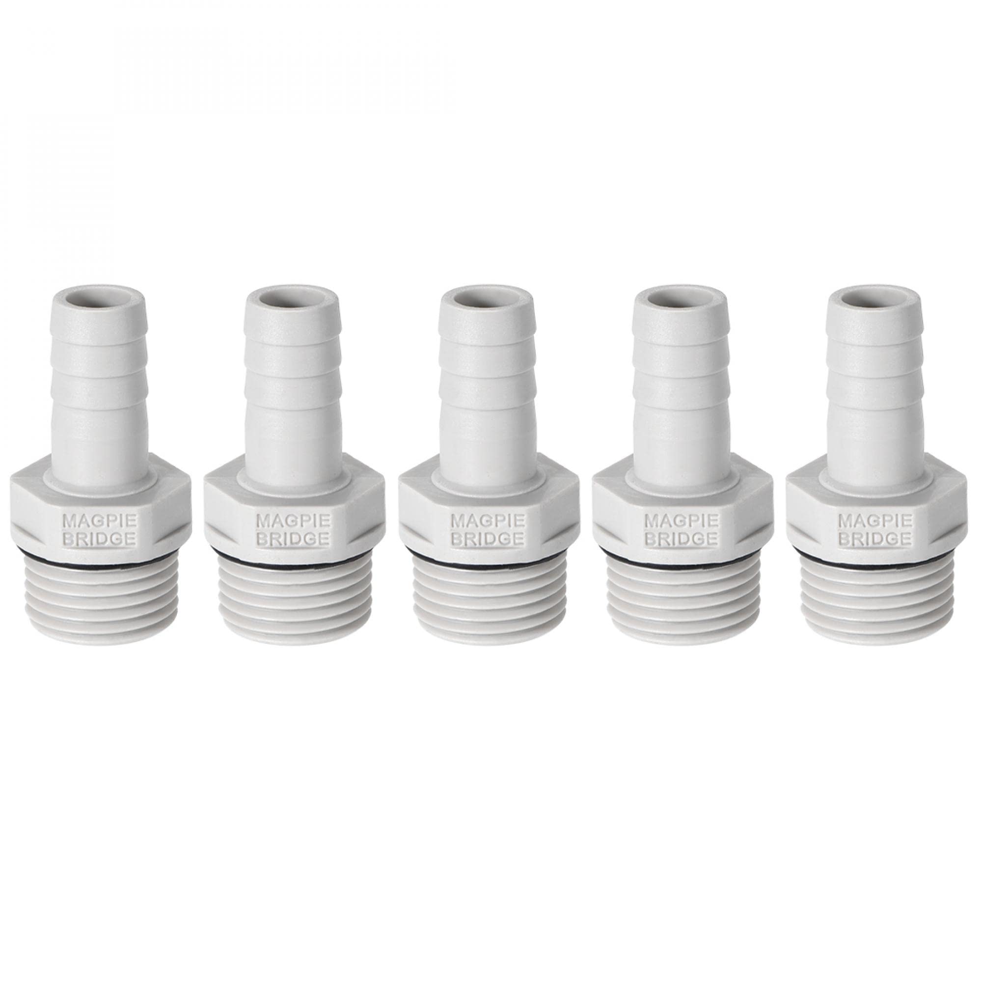 sourcing map PVC Barb Hose Fitting Connector Adapter 12mm or 15/32" Barbed x 1/2" G Male 5pcs