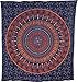 Luna Bazaar Kira Elephant Mandala Tapestry, Bohemian Wall Hanging and Bedspread (Large, 7 X 8 Feet, Blue and Orange, 100% Cotton, Fair Trade Certified)