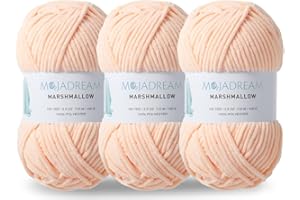 MOJADREAM 3PCS 3.5oz Chenille Yarn for Blankets Amigurumi: Soft Velvet Baby Yarn Blanket Knitting and Crocheting Bulky 5# Yarn 3 Skeins of 100g (Pale Peach)