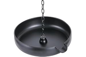 MOCOME Rain Chain Anchoring Basin, Metal Bowl for Rain Chain Downspout Gutters, Black Rain Chain Basin of Chain Display for Outdoor Garden, Lawn and Patio Water Feature, 10.23 inch Diameter, 2 Inches High