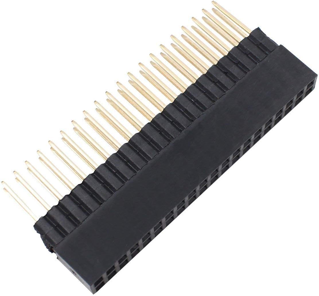 SB Components 2x20 Pins Extra Tall Female 0.1" Pitch Stacking Header for Raspberry Pi (Pack of 5), Black