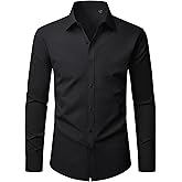 J.VER Mens Dress Shirts Long Sleeve Solid Formal Shirt Stretch Business Casual Wedding Button Down Shirts