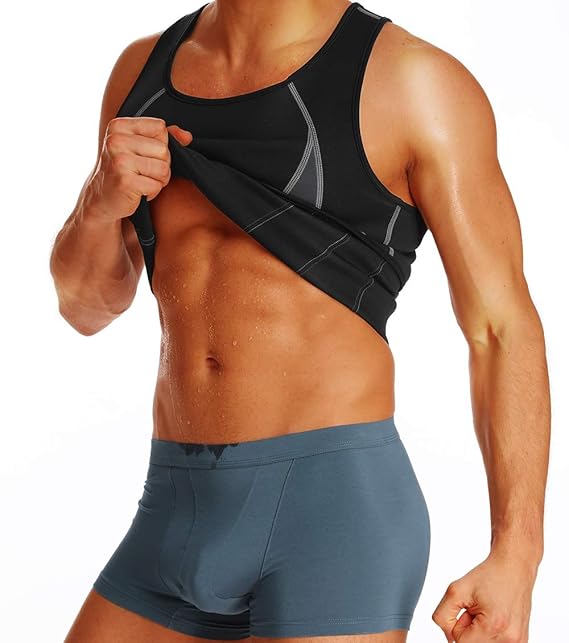 MISS MOLY Herren Sport Hot Sweat Männer Neopren-Korsett-Shapewear-Abnehmen Fitness Shape Shirt Figur formend Training Achsels