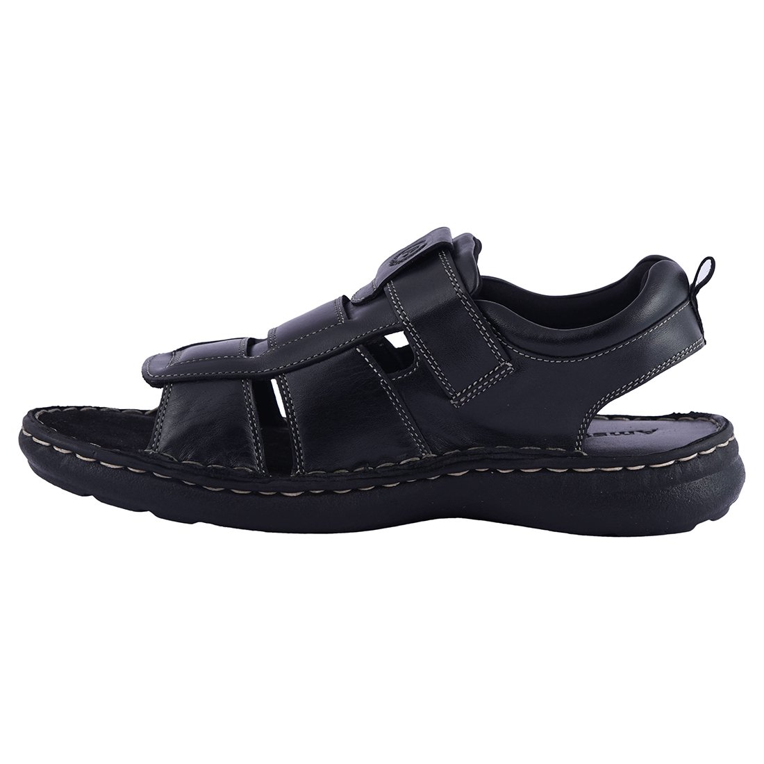amster men's black genuine italian leather sandals