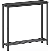 YATINEY Narrow Console Table, 2-Tier Small Sofa Table, 75cm Thin Entryway Behind Couch Table with Shelves, Industrial Hallway