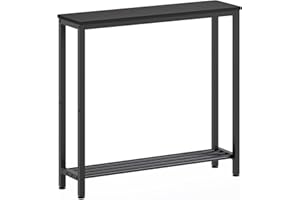 YATINEY Narrow Console Table, 2-Tier Small Sofa Table, 29.5" Thin Entryway Behind Couch Table with Shelves, Industrial Hallway Table, for Living Room, Foyer, Black CT03BB