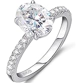 RapRevolt 1.5 2 Carat Moissanite Rings For Women Oval Moissanite Engagement Ring 18K Gold Plated 925 Sterling Silver Promise Rings for Women Jewelry