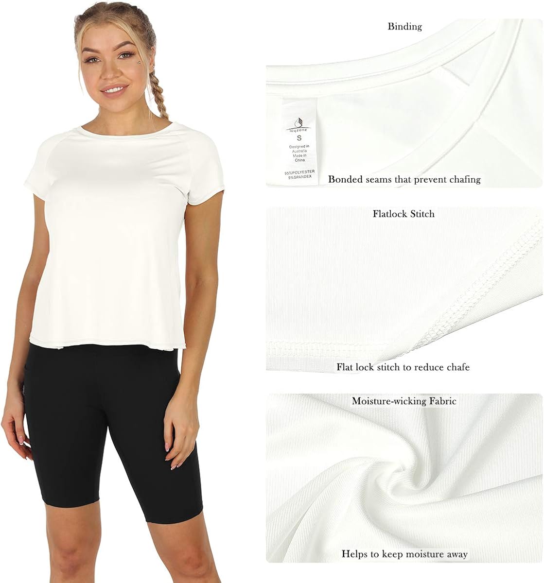 icyzone Workout T-Shirt for Women - Gym Running Yoga Tops Athletic Shirts Raglan Short Sleeves at  Women’s Clothing store