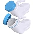 Urinals for Men Spill Proof by PerfectMed (2 Pack) - 32 oz/ 1000 ml | Portable Urine Bottle Bed Pan W/Glow in Dark Lid | Thick Plastic Pee Urinal Bottle