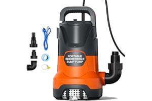 SHANGDA Sump Pump Submersible 1.6HP 4700GPH Utility Water Pump to Remove Clean or Dirty Water For Swimming Pool Flooded Basement Hot Tub Garden Yard Ponds with Adapters