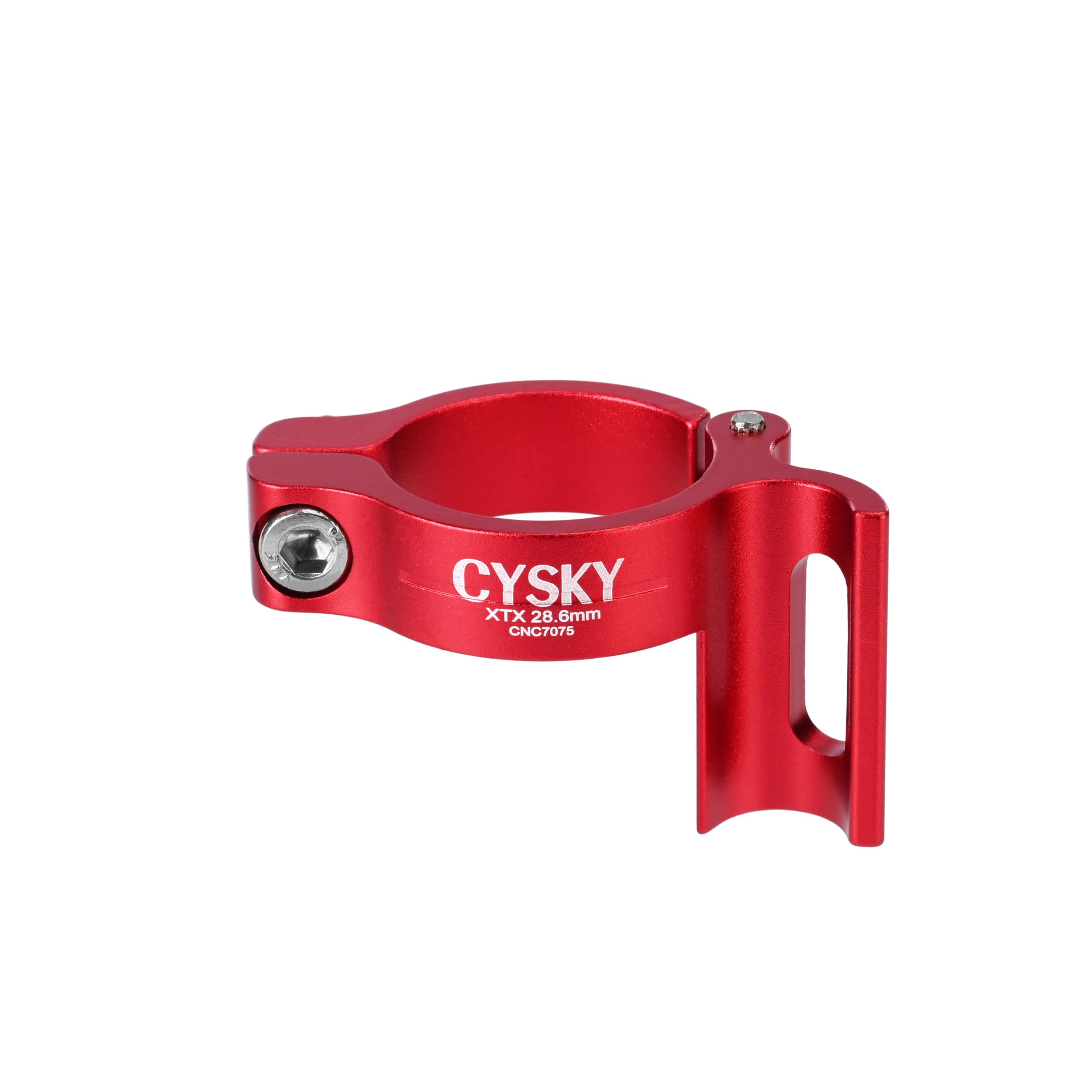 CYSKY Bike Front Derailleur Clamp 28.6mm, Adjustable Braze On Front Derailleur Adapter Compatible with Shimano Sram for MTB Mountain Bike Road Bicycle (Red)