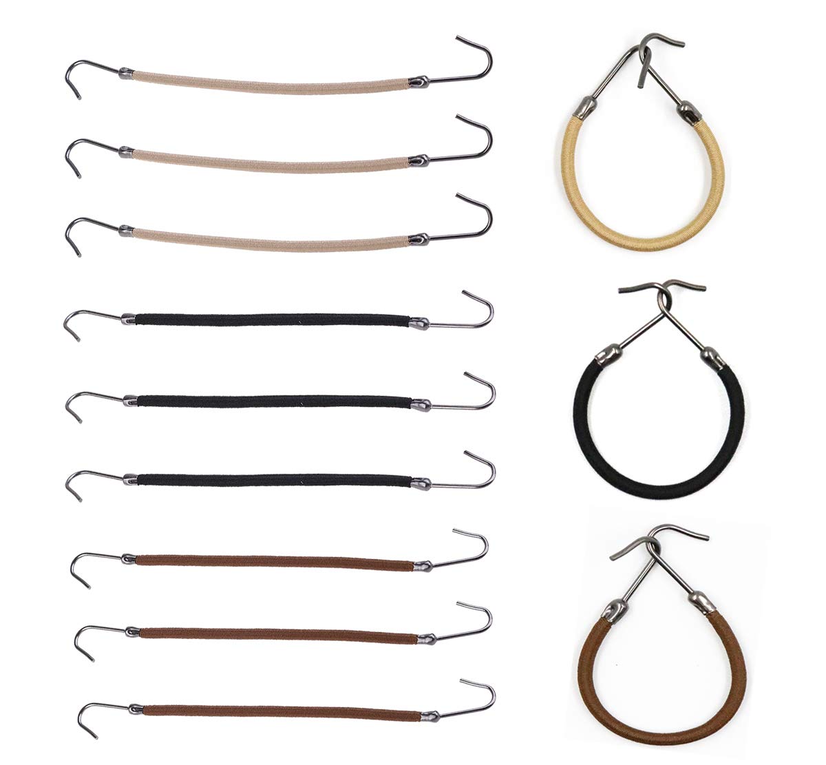 Amazon Com Floranea 12 Pcs Ponytail Hooks Elastic Band Black