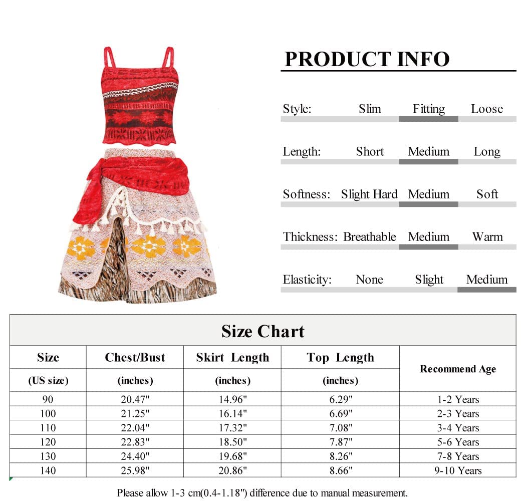 WonderBabe Little Girls Adventure Costumes Skirt Set Princess Dress Up Hallowee Outfit Kids Fancy Birthday Party Dress