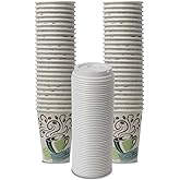 Dixie PerfecTouch WiseSize Coffee Design Insulated Paper Cup, 12oz Cups and Lids Bundle (12 oz, 50 Cups, 50 Lids)