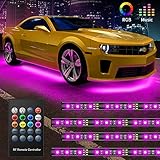 Govee Car Underglow LED Lights, Exterior Car Lights with 8 Colors Sync to Music, 4 PCS Neon Accent Car Light Strips with Remote Control 5050 RGB Under LED lights for Car with Cable Tie & Screw, DC 12V