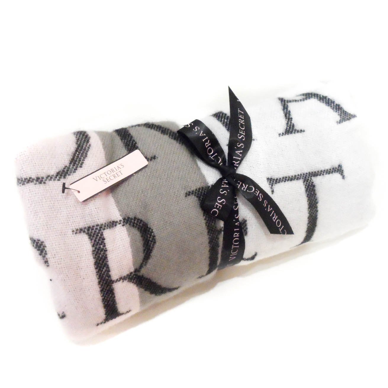 VICTORIA'S SECRET Limted Edition Throw Blanket (White,Gray and Pink