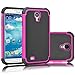 Tekcoo for Galaxy S4 Case, [Tmajor Series] [Hot Pink/Black] Shock Absorbing Hybrid Rubber Plastic Impact Defender Rugged Slim Hard Case Cover Shell for Samsung Galaxy S4 S IV I9500 GS4 All Carriers