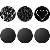 Bbymie 6 Pack / Expanding Phone Mount Grip Holder Stand for Cellphone - Black Marble Heart Leopard (CVBU10)