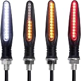 wabklove Super Bright 4 PCS Motorcycle Indicators Flowing Turn Signal Brake Lights &amp; Daytime Running Lights 12V for Motorbike Scooter Quad Cruiser Off Road, White/Red/Amber