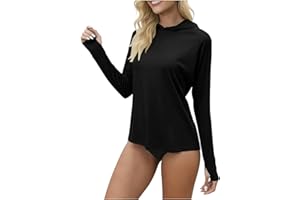 Sun Shirts for Women with Hood, Long Sleeve Rash Guard Hoodie UPF 50+ Quick Dry Sun Protection Pullover Tops