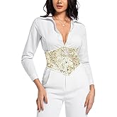 ChiaoLezhee Women's Jacquard Underbust Corset Belt (XS-5XL), Renaissance Floral Waist Cincher, Stylish Going Out Outfits