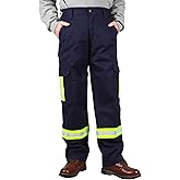 TICOMELA FR Pants High Visibility Cargo Pants NFPA2112 7.5oz Hi-Vis Flame Resistant Elastic Waist Pants