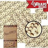Beeswax Wrap | Bee's Knees Wax Wrap 4 Pack | Reusable Wrap Food Preservation | Designed in Oregon | Sizes included: 14x14