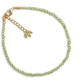 Gempires Natural Green Peridot Beaded Bracelet August Birthstone Crystal Jewelry Hypoallergenic 8 Inch Gold Plated Lightweight Handmade Gemstone Bracelets