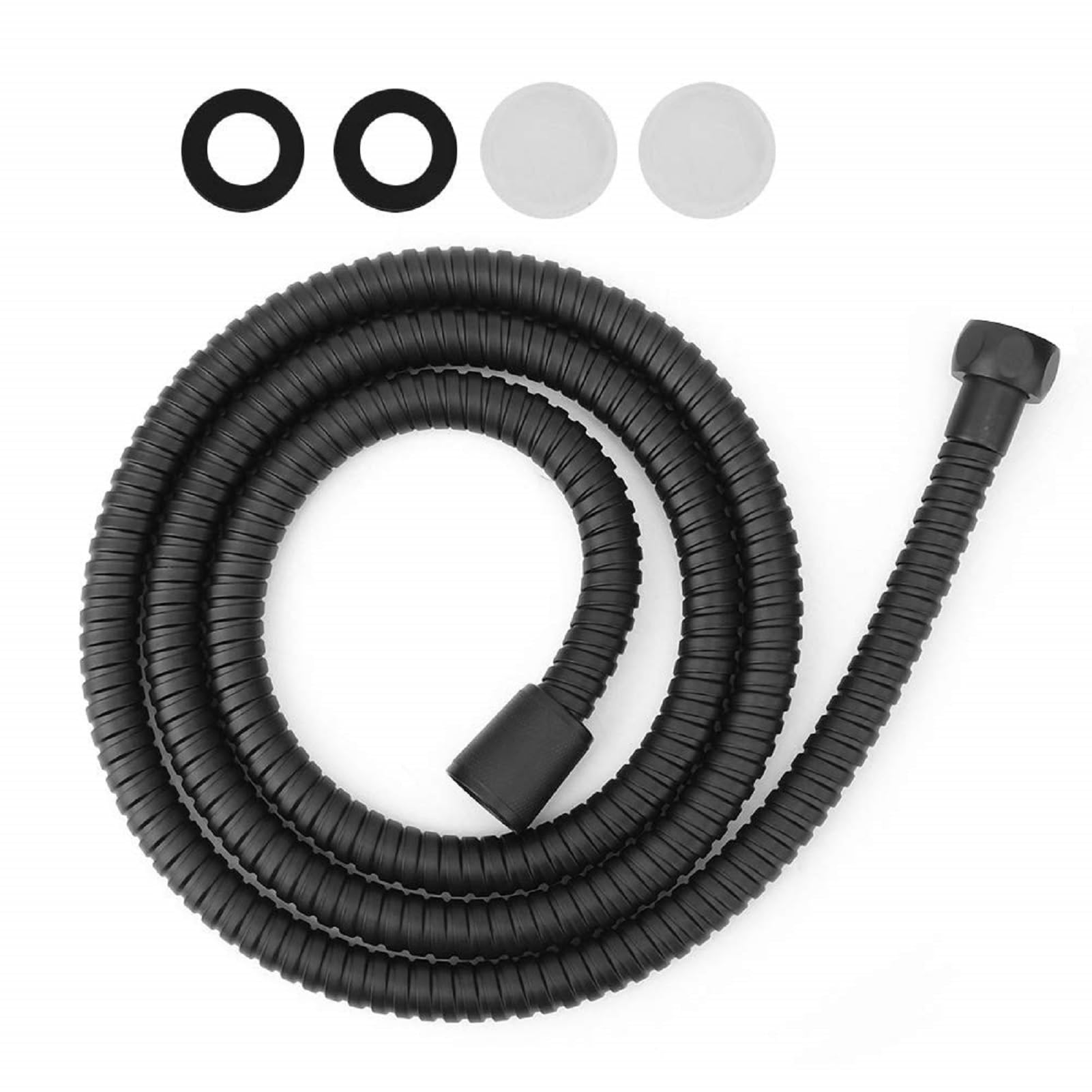 Shower Hose, 1.5m Matte Black High Pressure Stainless Steel Flexible Shower Hose Handheld Shower Head Hose Fittings
