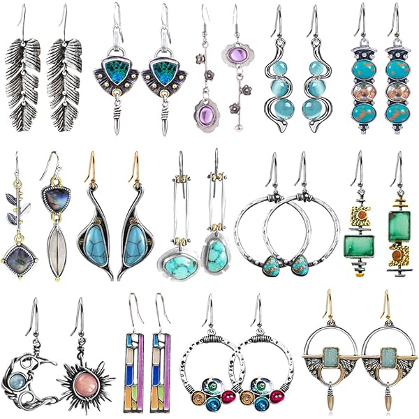 New 16 Pairs Crystal Drop Dangle Earrings Multi-shaped Quartz Stone Earrings Amazon.com: 16 Pairs Crystal Drop Dangle Earrings Multi  main image 2