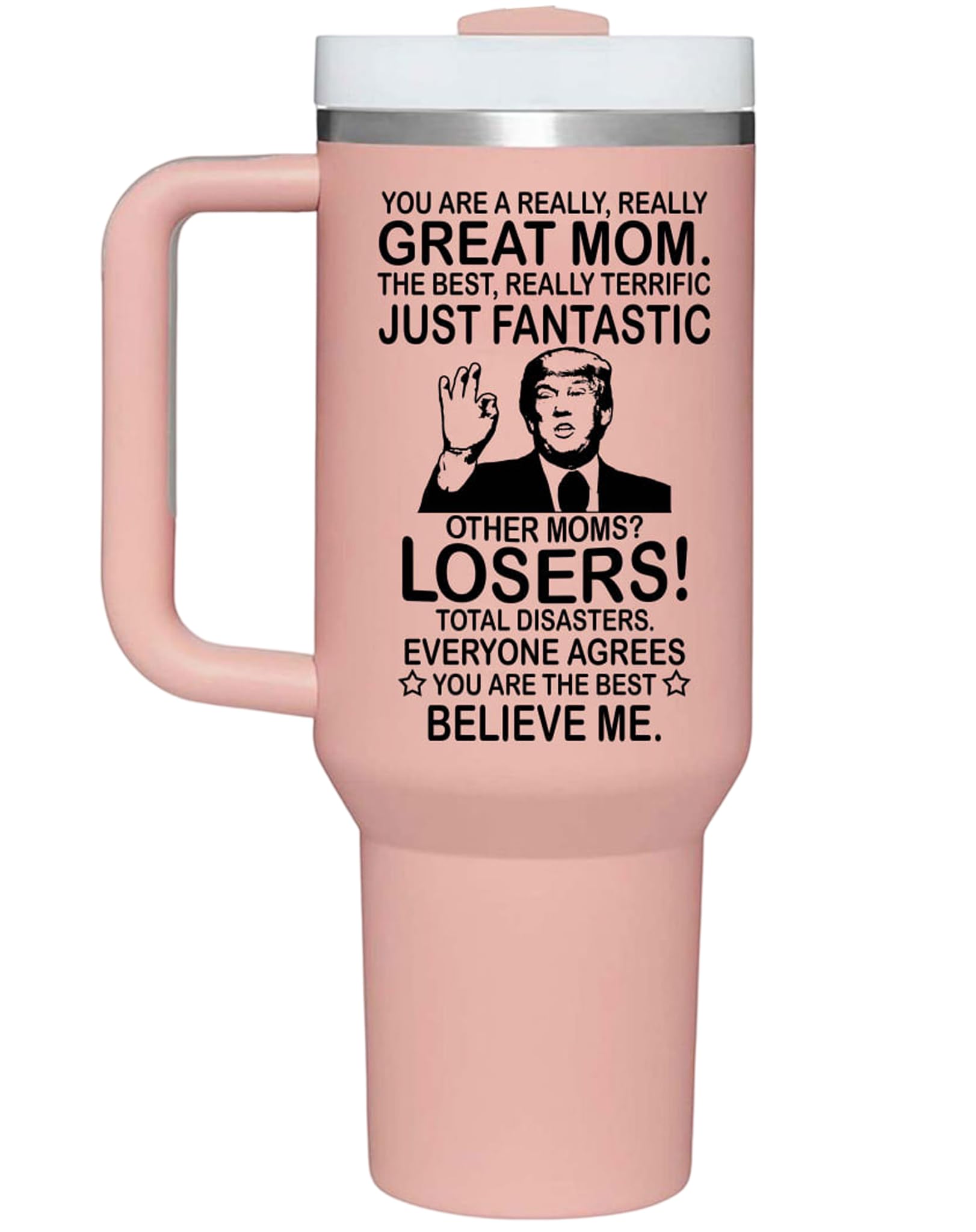 Photo 1 of *Box damaged* DOUBLECHILD Mothers Day Gifts for Mom from Daughter, Son, Kids - Great Mothers Day Tumbler - Ideas Presents for Mom on Birthday, Xmas - Insulate Stainless Steel Tumbler 20oz, Pink 40oz with Handle
