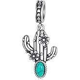 qielizhu Western Charms for Bracelets 925 Sterling Silver Cactus Charm Turquoise Jewelry Western Gifts for Women Christmas Day Jewelry Present