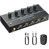 YGiTK Mini Audio Mixer, 4 Channel Stereo Line Mixer 1/4" &amp; 1/8" TSR Audio Output Input Jack, Line Mixer Stereo/Mono Independent Control and Switch for Guitars,Bass,Keyboards, Dynamic Microphone