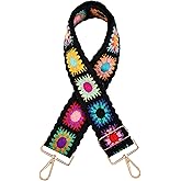 Embroidery Flower Purse Strap Replacement Adjustable 2in Wide Crossbody Shoulder Strap for Handbags Women Crochet Bag Strap