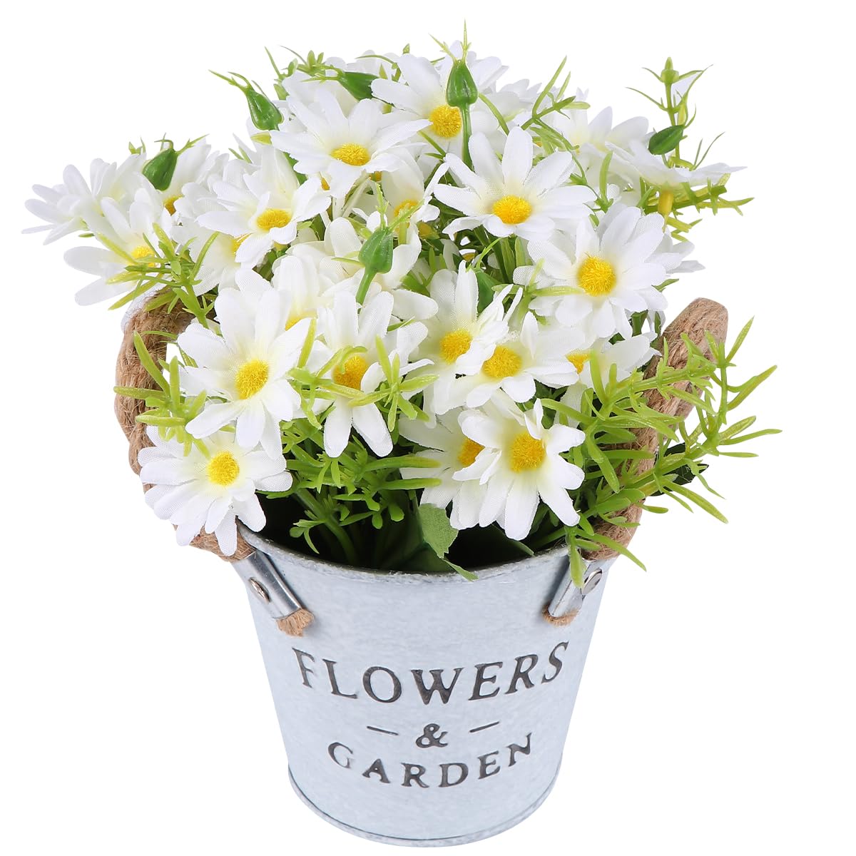 BESPORTBLE Artificial Vintage Planter Decorative - Wedding Decor Vintage Artificial Daisy in Pot Potted Flower Planter Decorative for Home Plants(White)