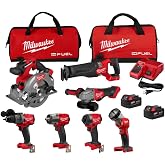 Milwaukee M18 FUEL 18-Volt Lithium-Ion Brushless Cordless Combo Kit with Two 5.0 Ah Batteries, 1 Charger, 2 Tool Bags (7-Tool)