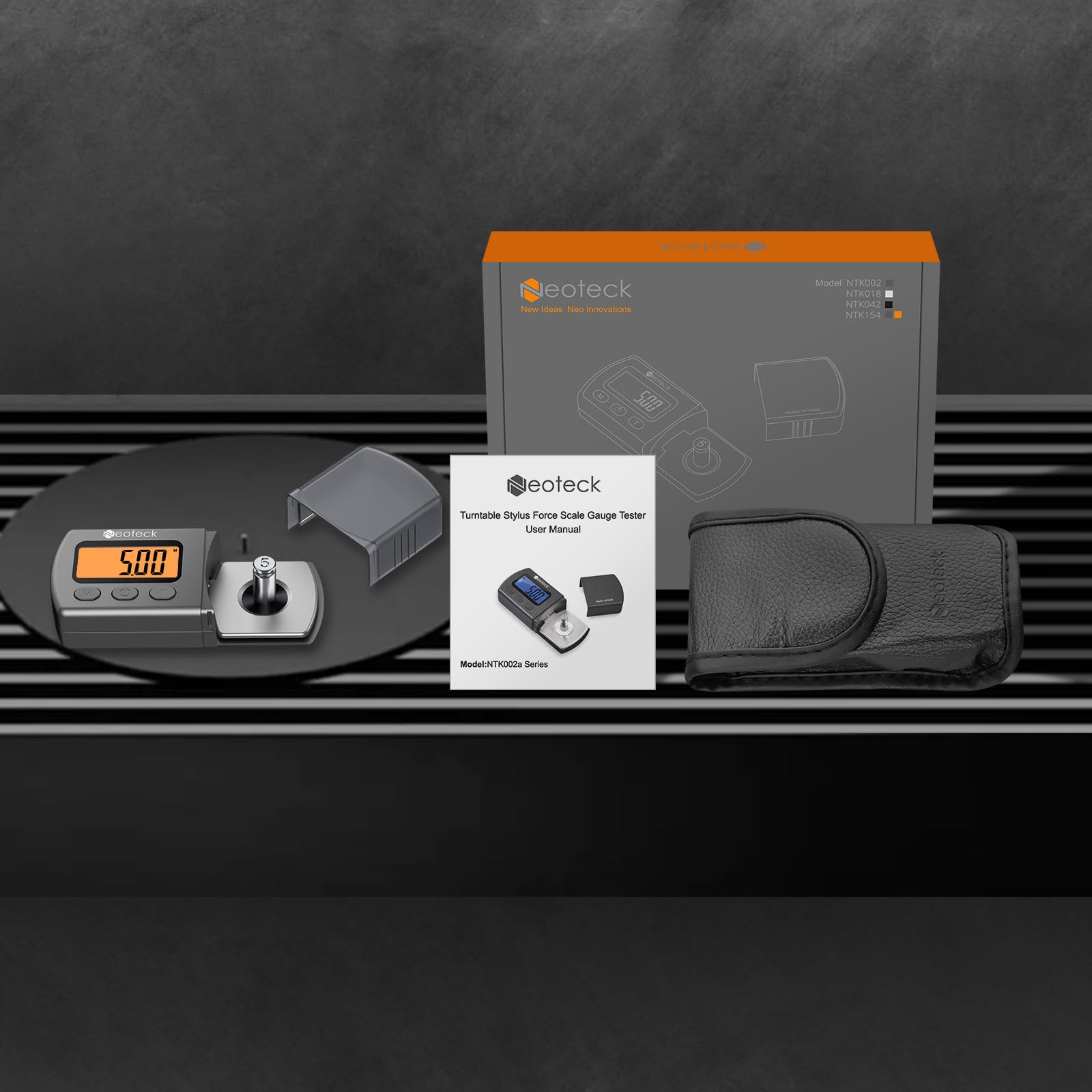 Neoteck Digital Turntable Stylus Force Scale Gauge 0.01g/5.00g Orange LCD Backlight for Tonearm Phono Cartridge-Silver Grey