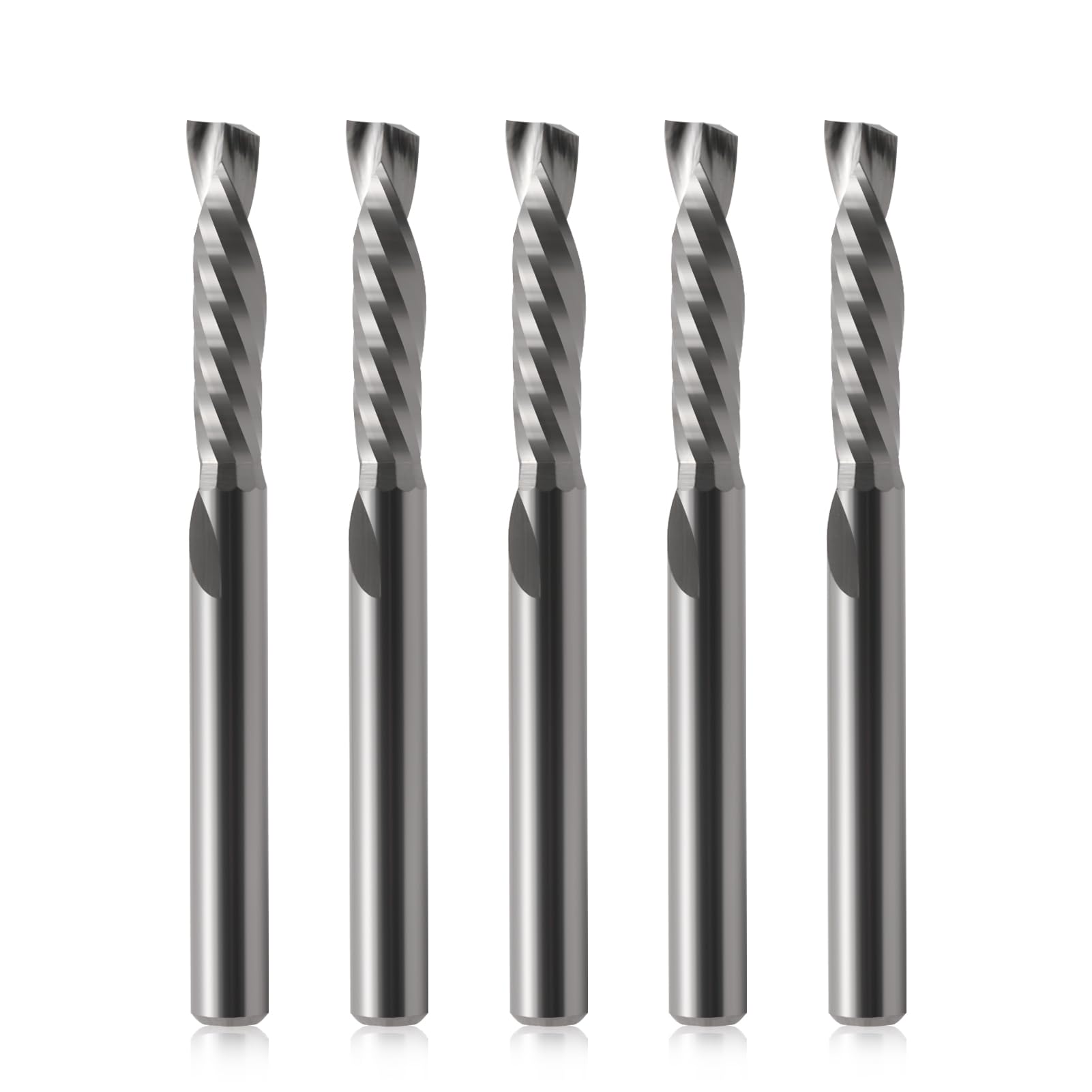 Carbide End Mills Up & Down Cut 4 mm Shank,CNC Spiral Router Bits(4x17mm) Compression Bit Single Flute Milling Cutter for Engraving Milling 3D sculpturing Roughing Composite Multilayer Pack of 5