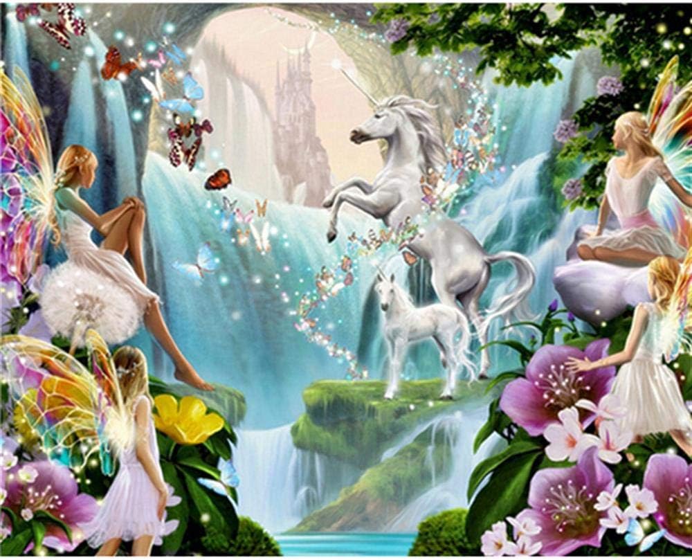 Children Jigsaw Puzzle 1000 Pieces Fairies and Unicorns Under The Waterfall Adults Wooden Puzzle Leisure Creative Puzzle Games Art Toys Puzzles