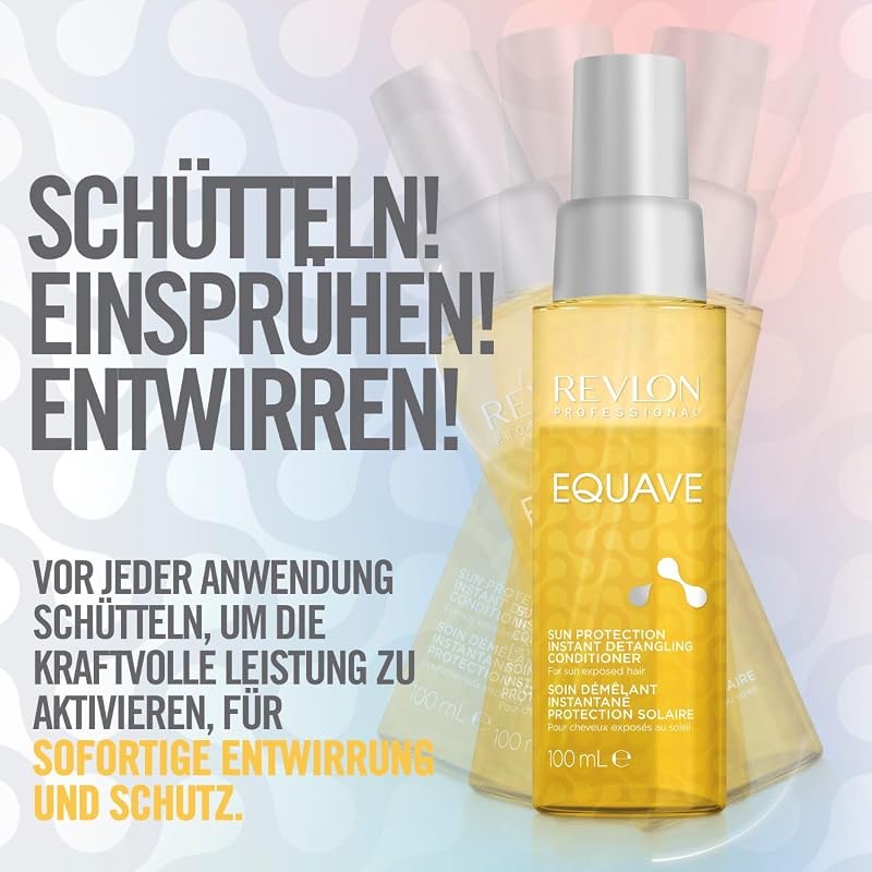 EQUAVE Sun Protection Instant Detangling Conditioner, 100 ml, entwirrender Leave in Sprühconditioner mit Sonnenschutz fürs Haar, 2-Phasen Haarpflege mit Hitzeschutz